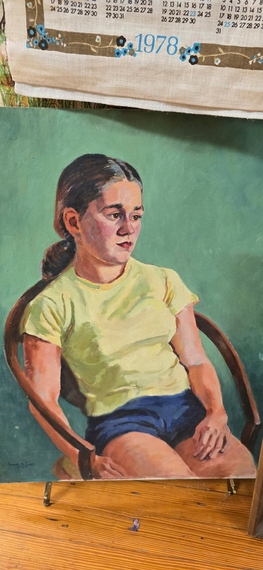 Painting of girl - Vintage MC