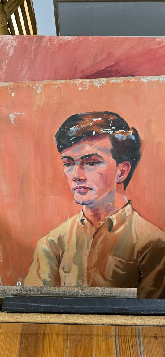 Painting of man on Canvas - Vintage MC