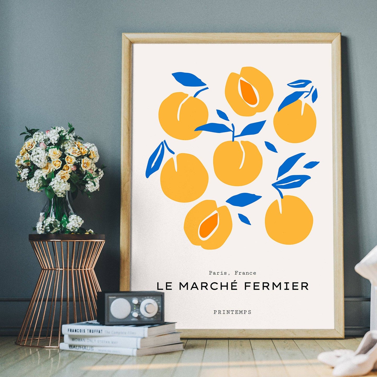 Paris Farmers Market Peaches Print - Vintage MC