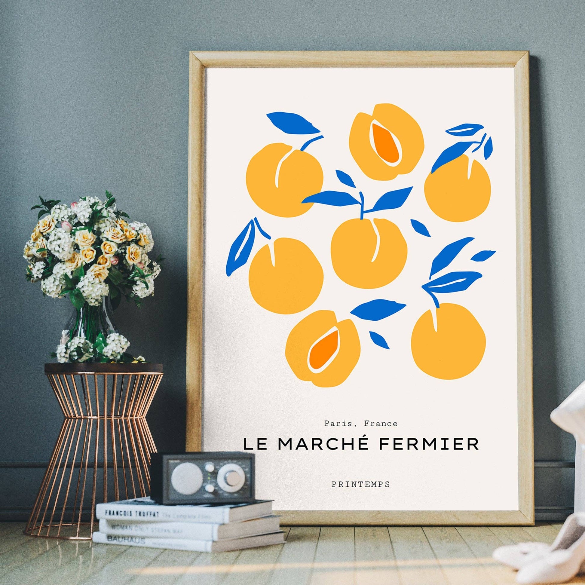 Paris Farmers Market Peaches Print - Vintage MC