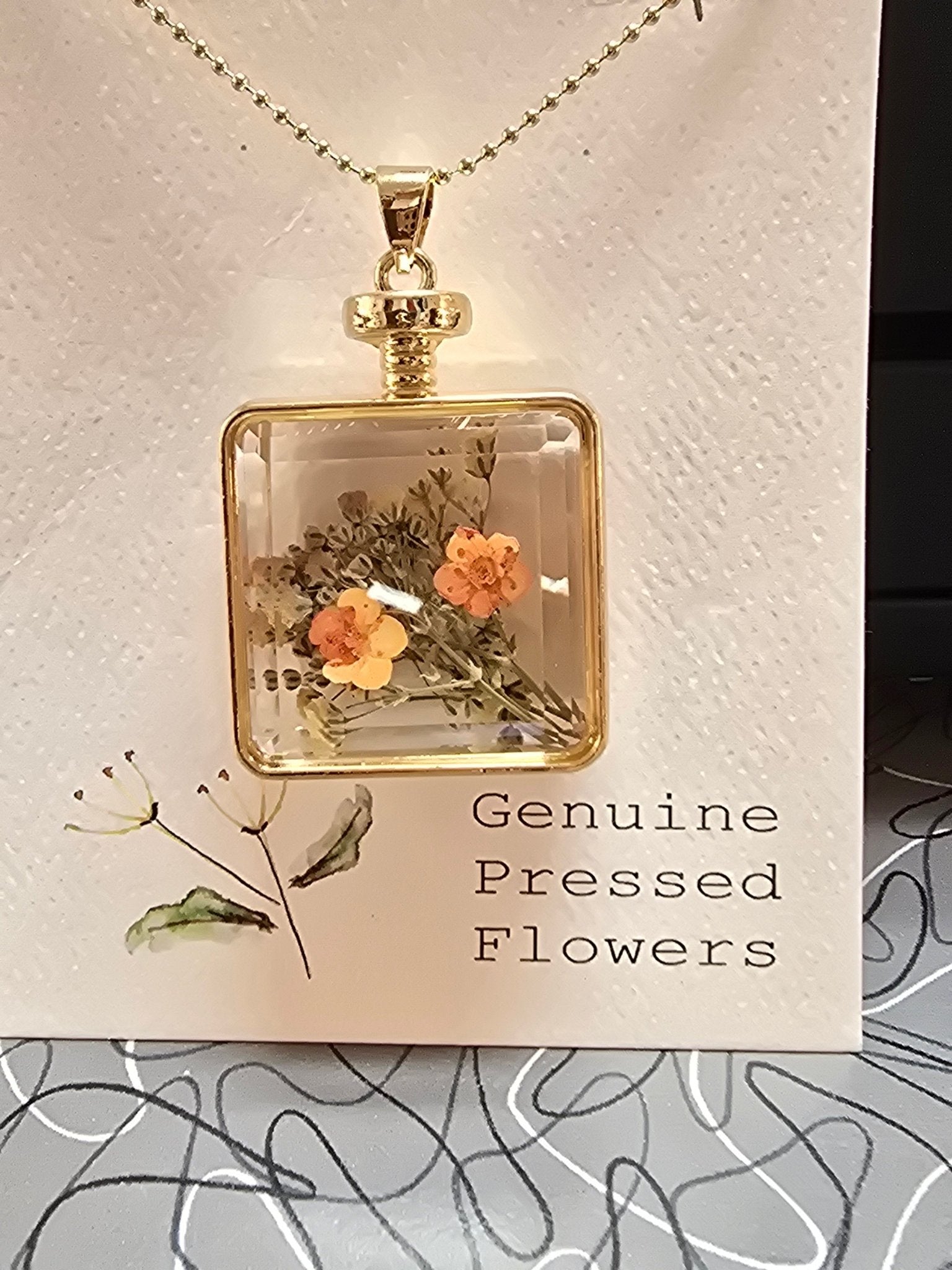 Peach Flower Bottle Necklace - Vintage MC