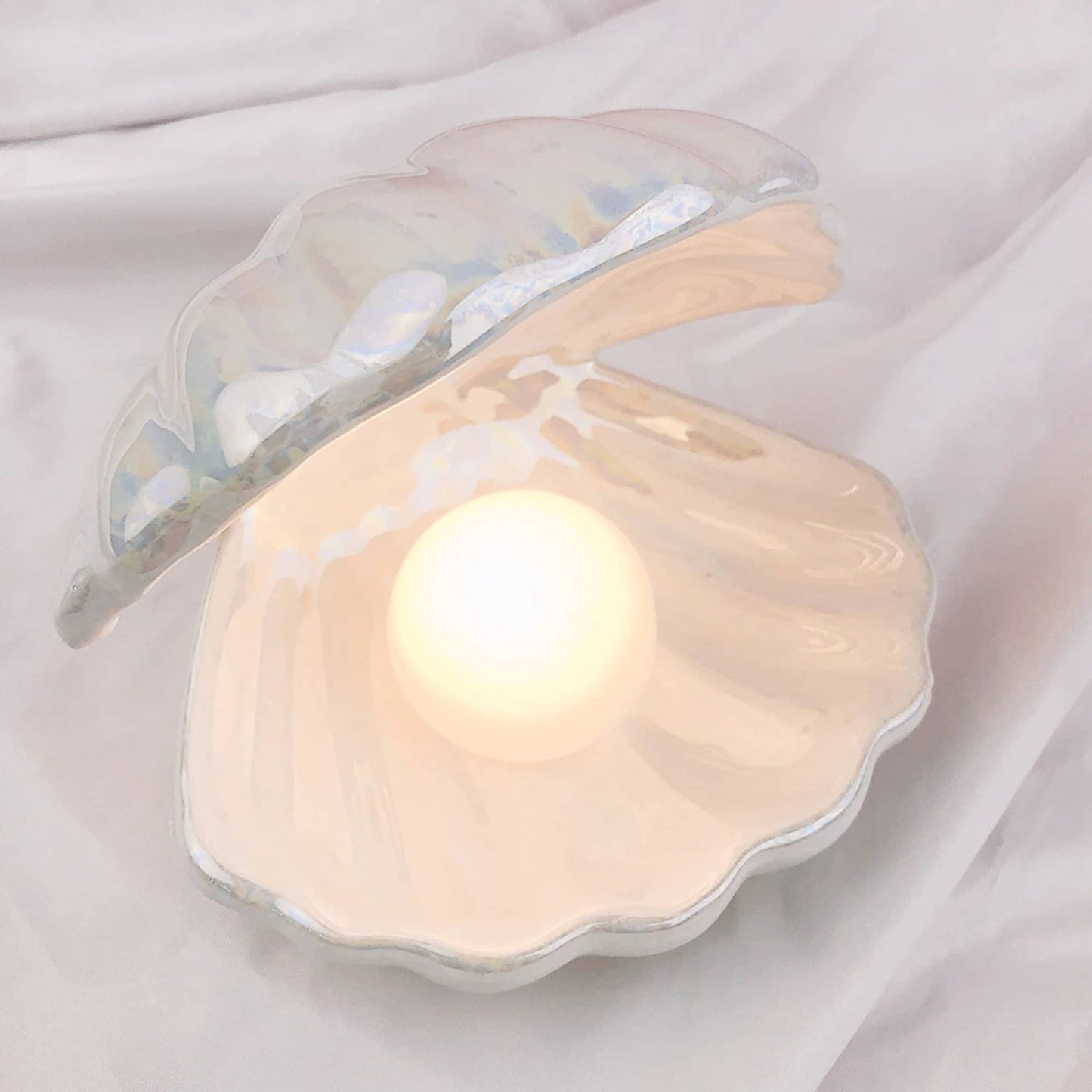 Pearl Decor Shell Jewelry Tray and Table Lamp - Vintage MC