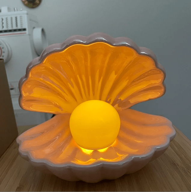 Pearl Decor Shell Jewelry Tray and Table Lamp - Vintage MC