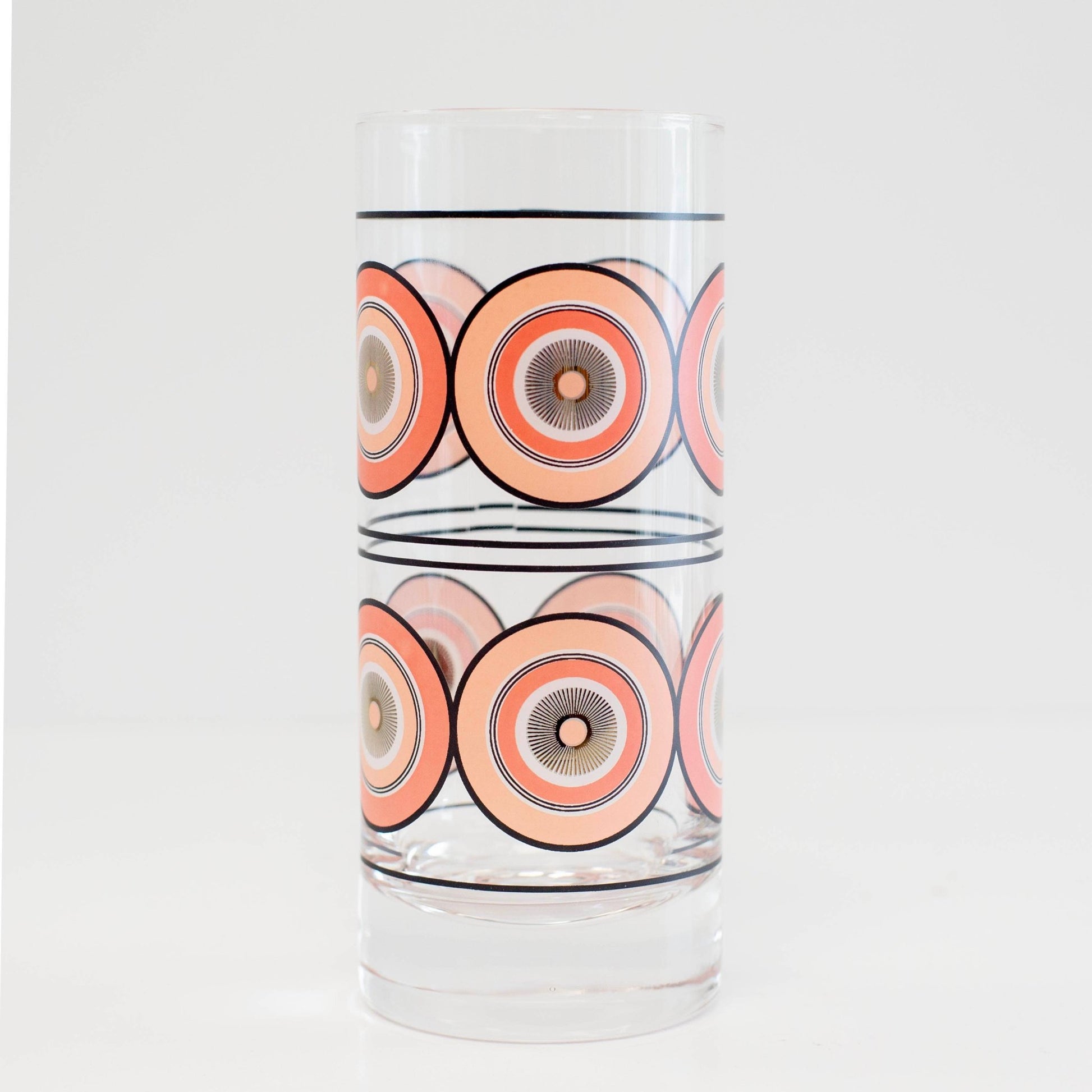 Pink Circles Highball Tall Vintage Cocktail Glass - Vintage MC