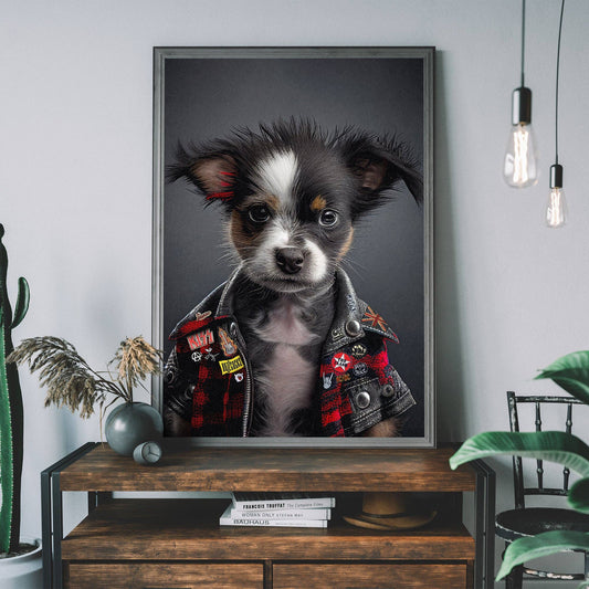 Puppy Punk Kids Animal Portrait Print - Vintage MC