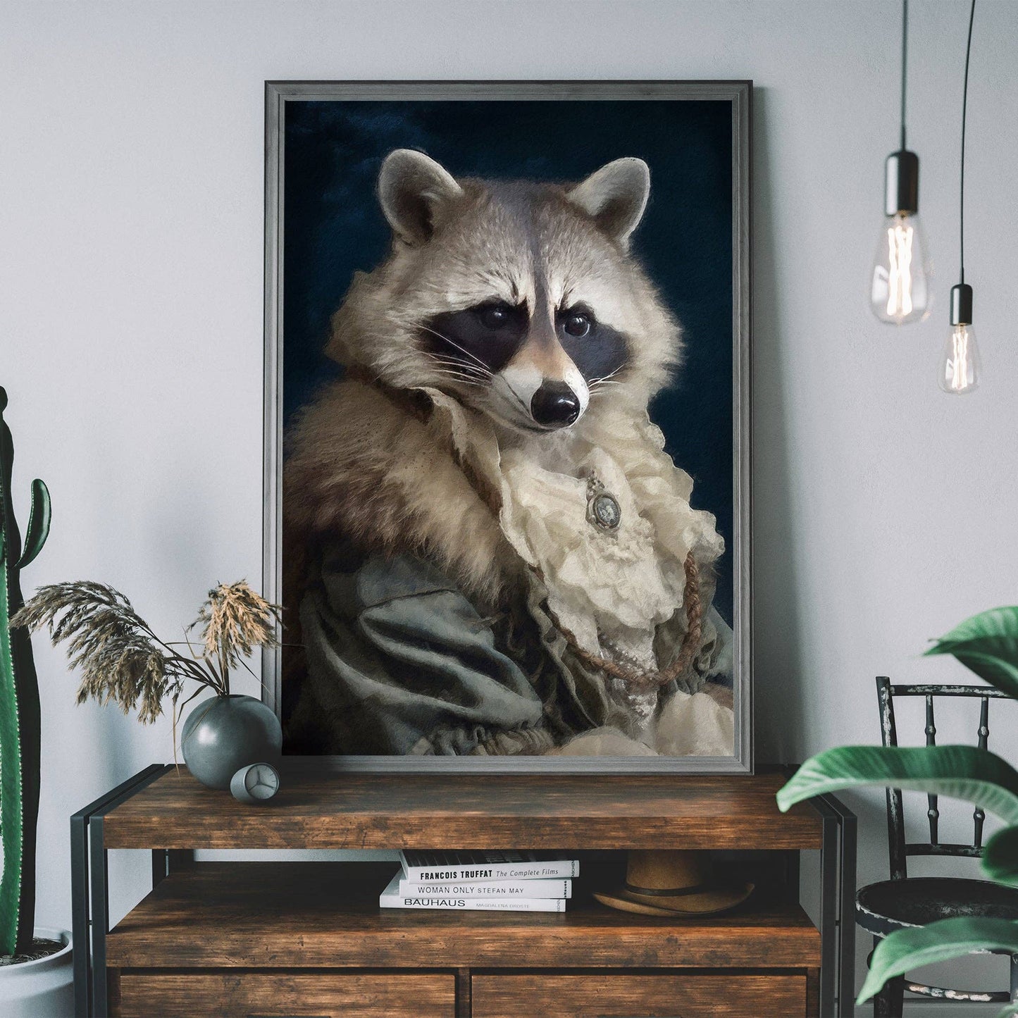 Raccoon Animal Portrait Print - Vintage MC