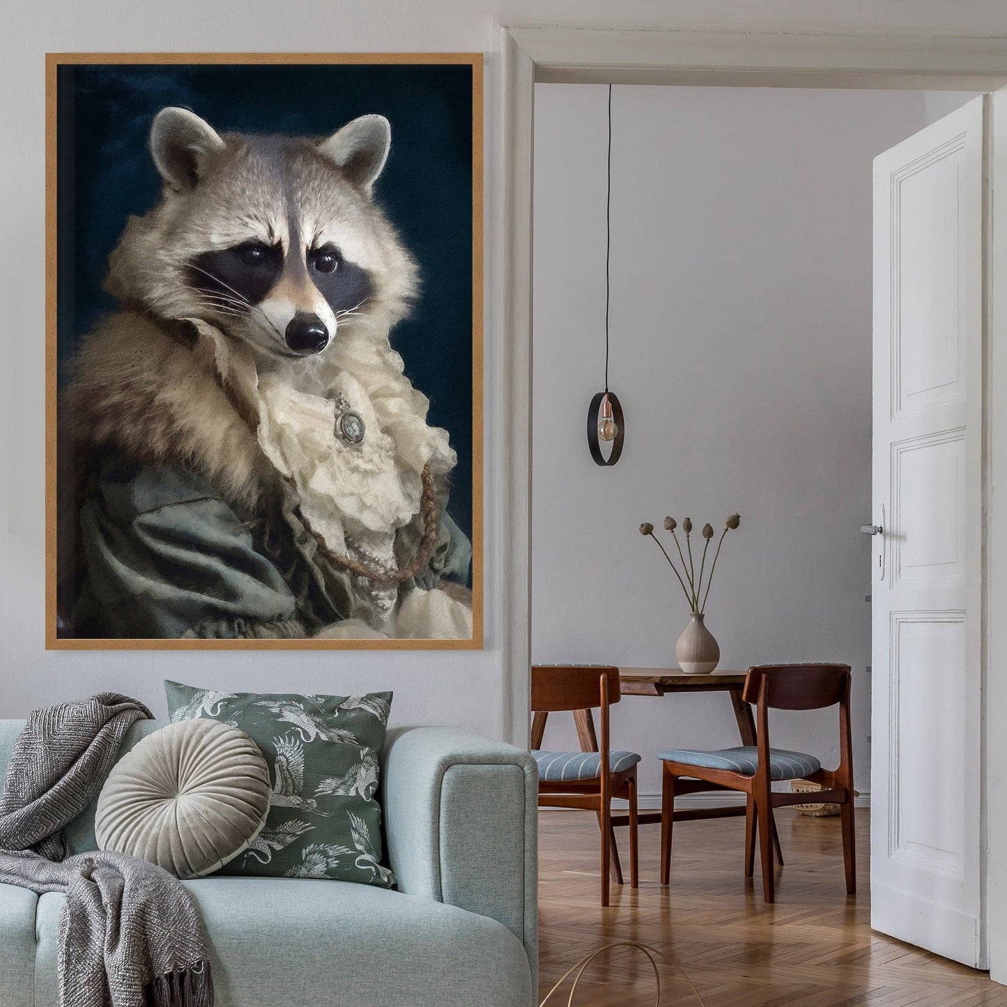 Raccoon Animal Portrait Print - Vintage MC