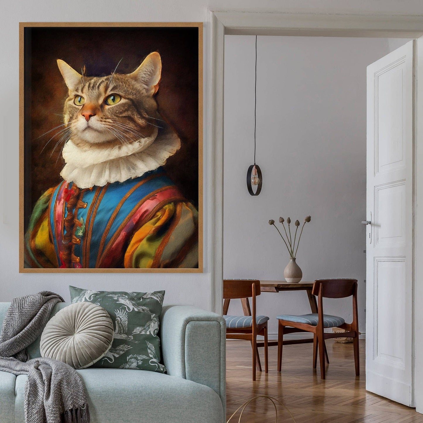 Rainbow Cat Animal Portrait Print - Vintage MC