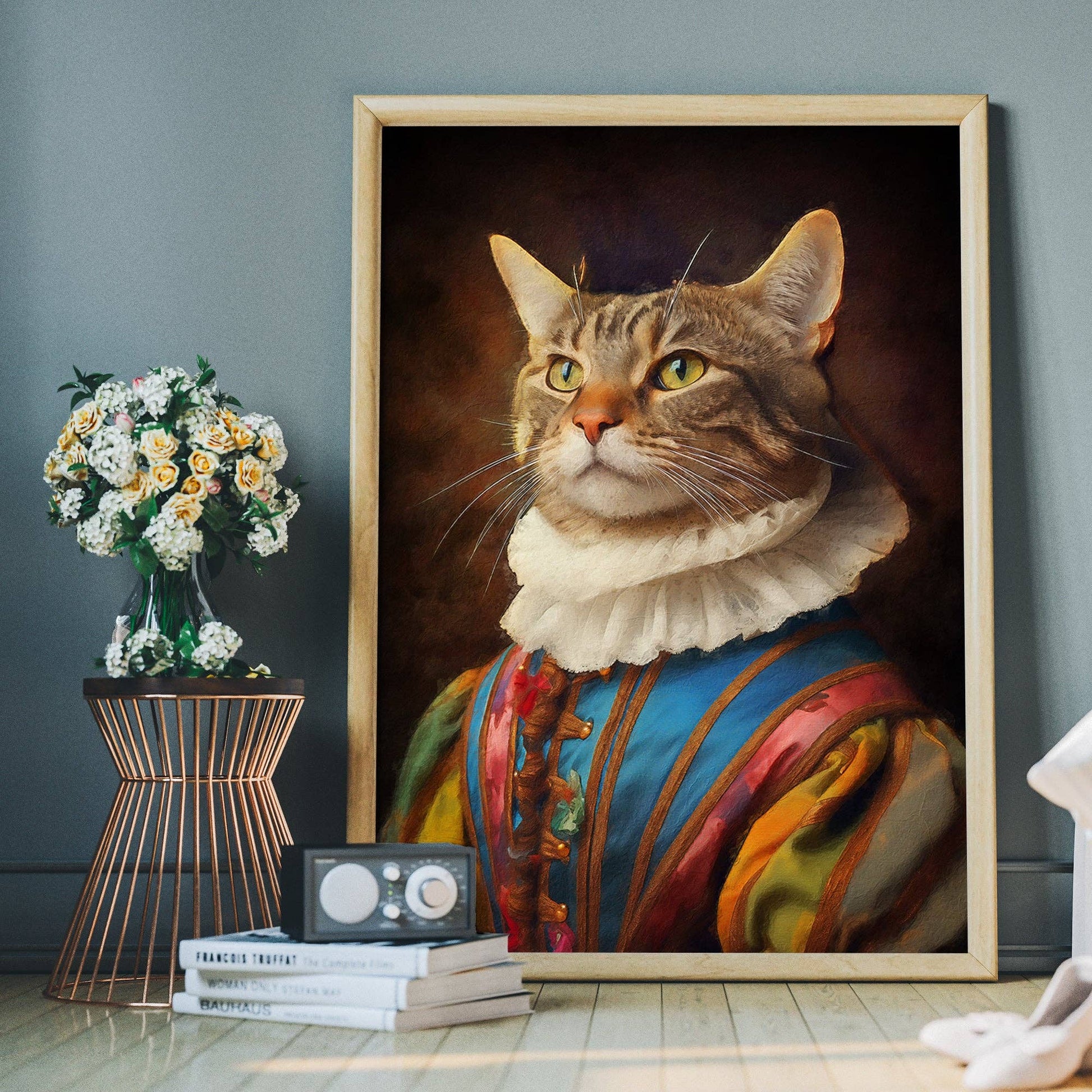 Rainbow Cat Animal Portrait Print - Vintage MC