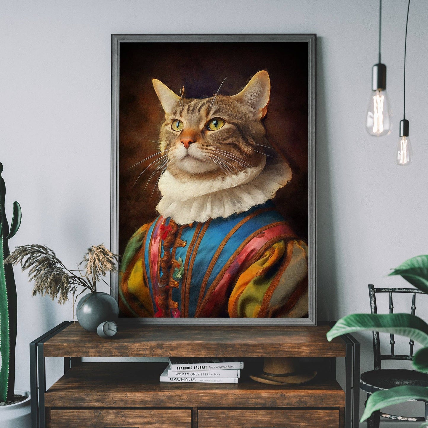 Rainbow Cat Animal Portrait Print - Vintage MC