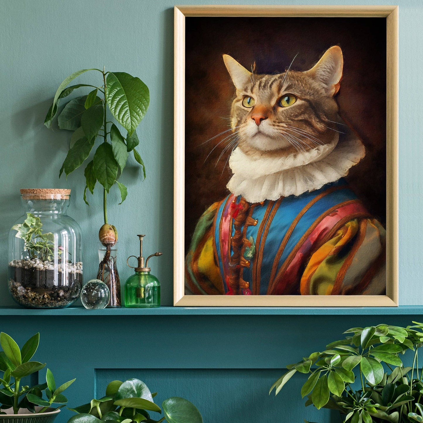 Rainbow Cat Animal Portrait Print - Vintage MC