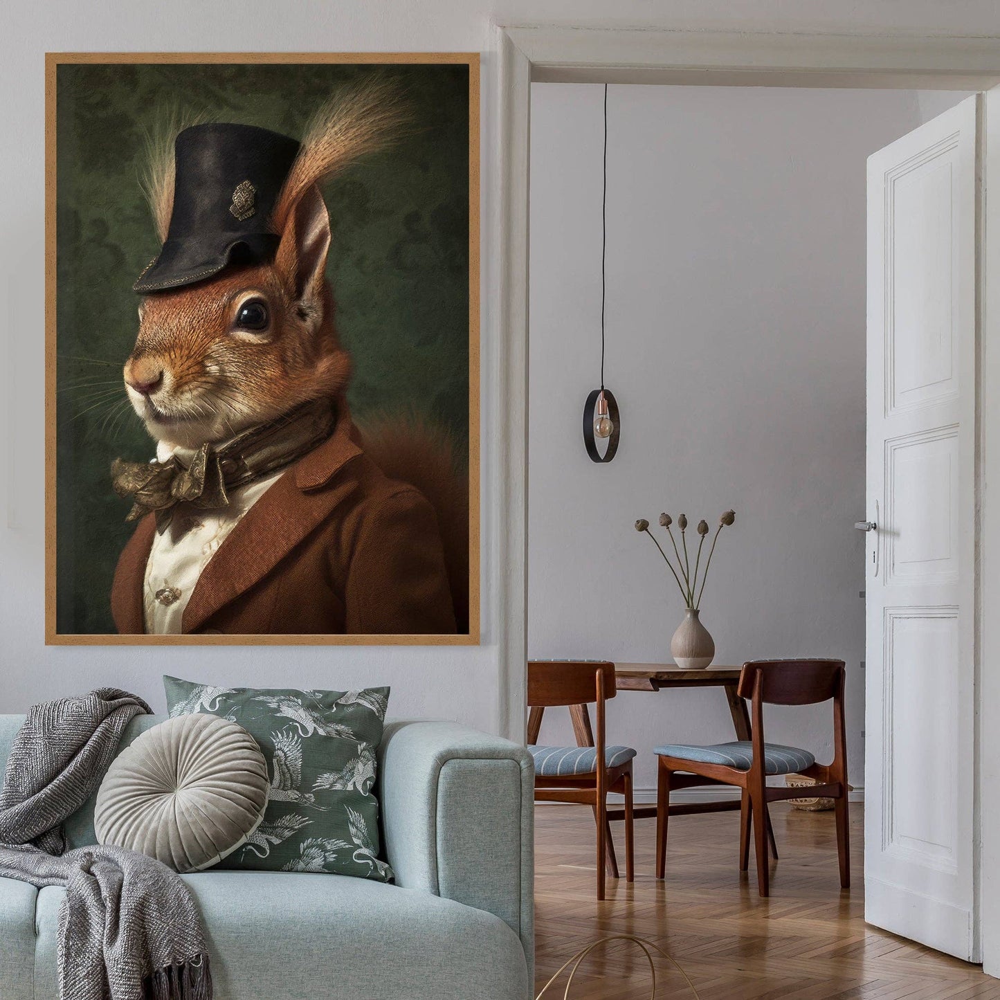 Red Squirrel Gentleman Animal Portrait Print - Vintage MC