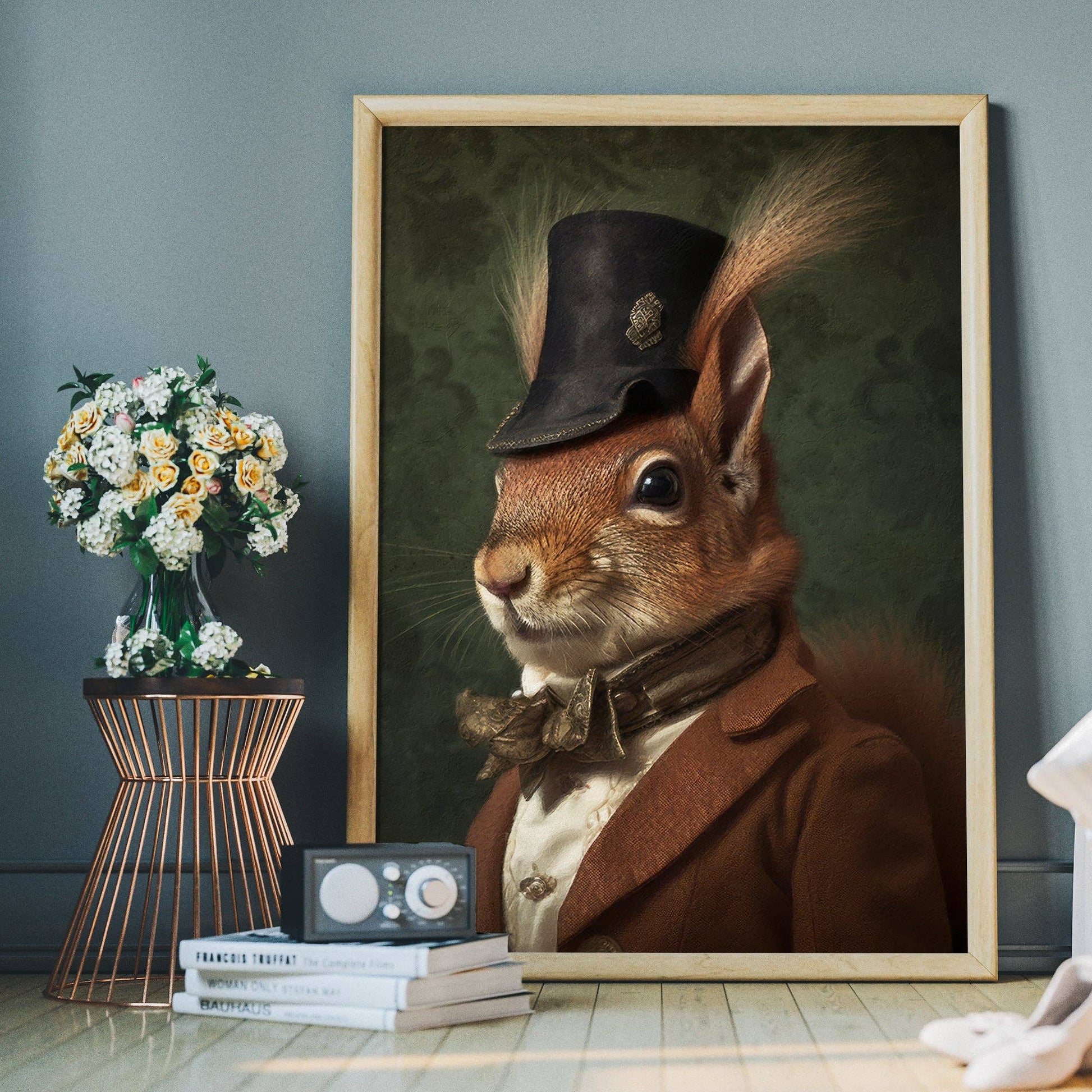 Red Squirrel Gentleman Animal Portrait Print - Vintage MC