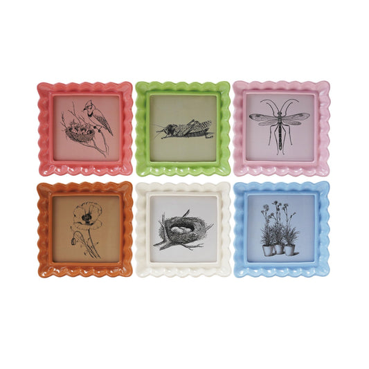 Resin Ruffled Photo Frame, 6 Colors (Holds 4" x 4" Photo) - Vintage MC