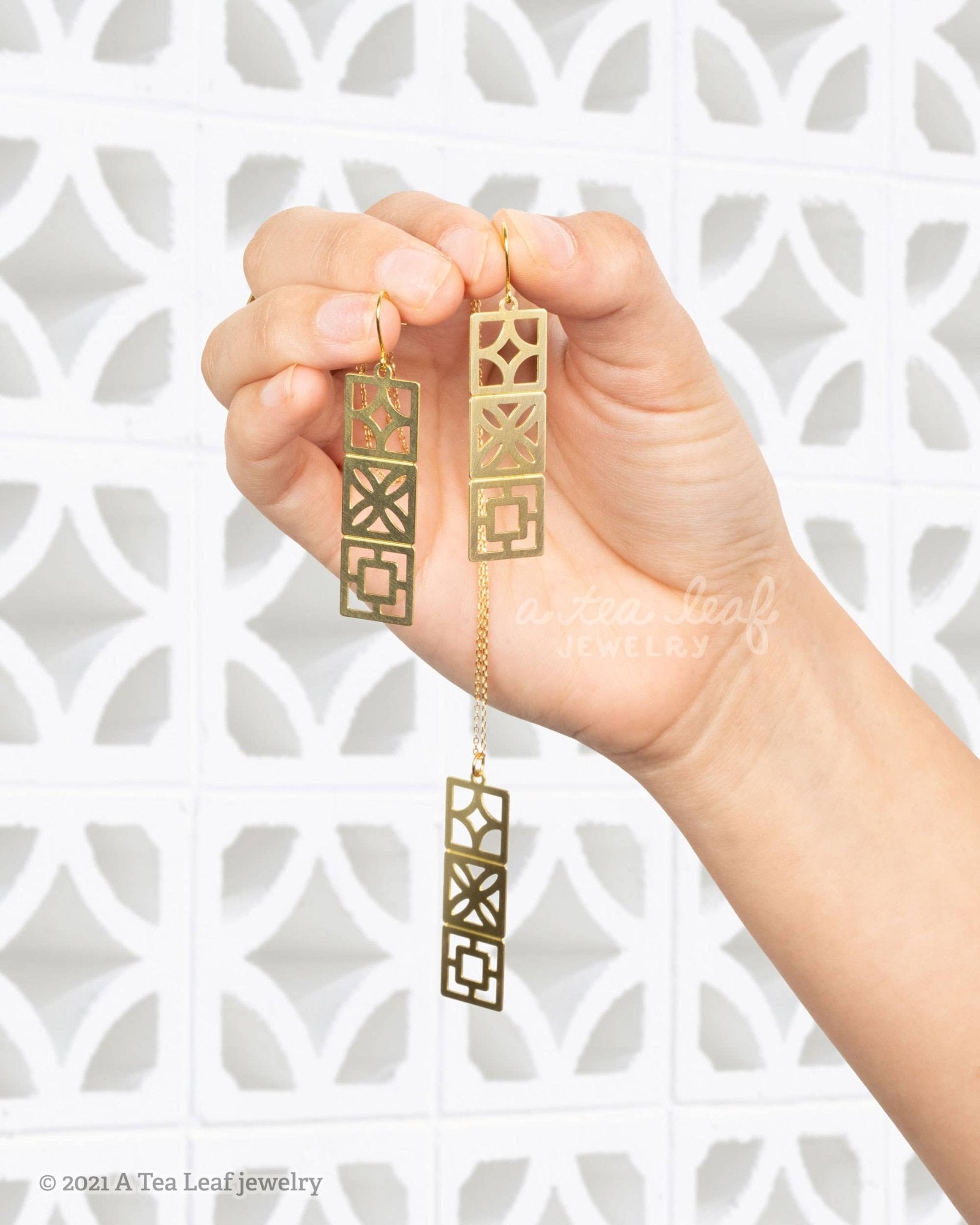 Retro Breeze Blocks Earrings | Mid - century Modern Design - Vintage MC