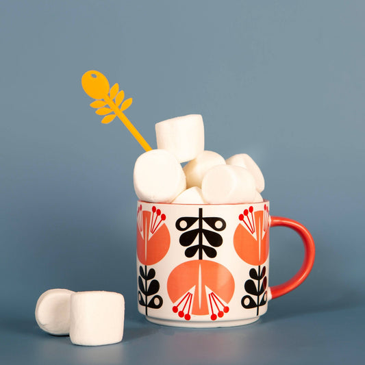 Retro Coral Lily Matte Coffee Mug - Vintage MC