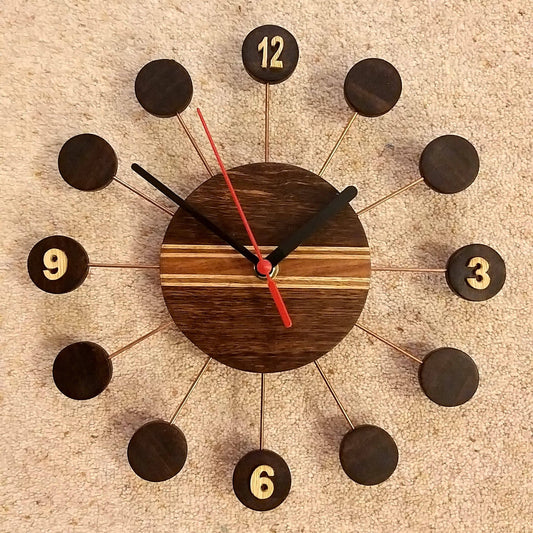 Retro Style Wooden Wall Clock - Vintage MC