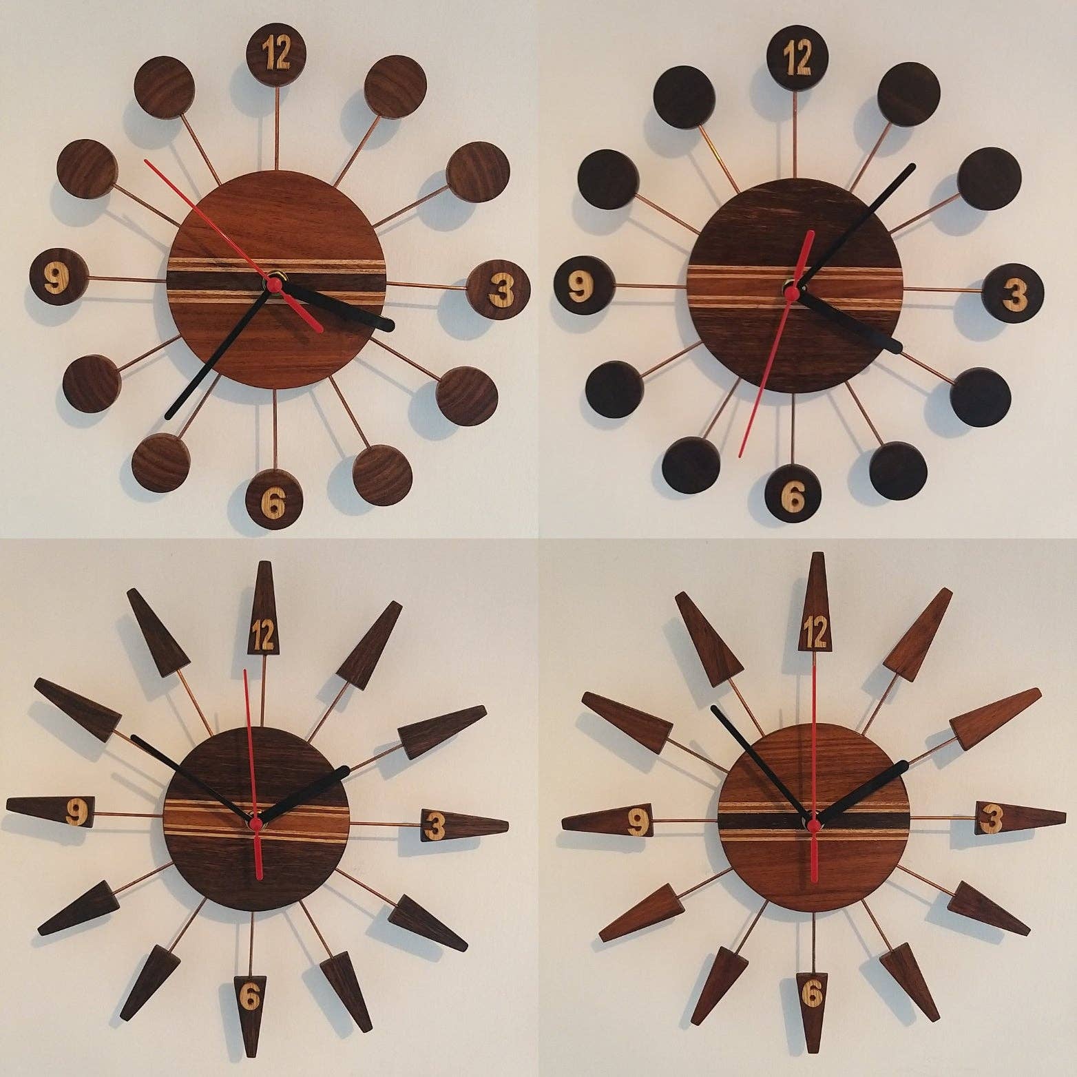 Retro Style Wooden Wall Clock - Vintage MC