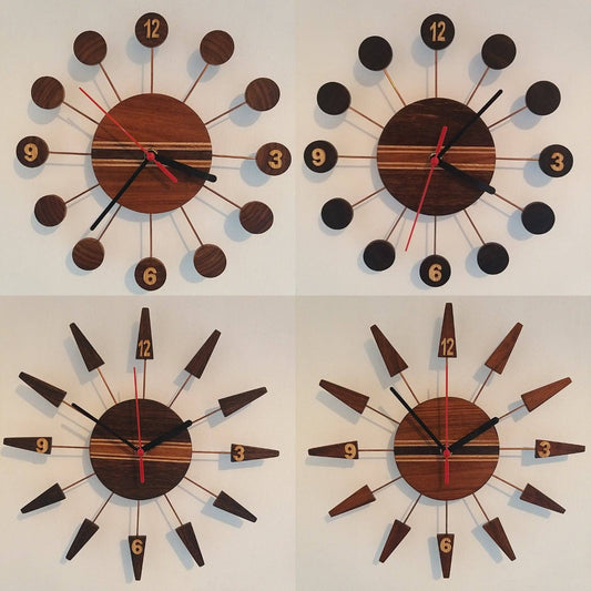 Retro Style Wooden Wall Clock - Vintage MC