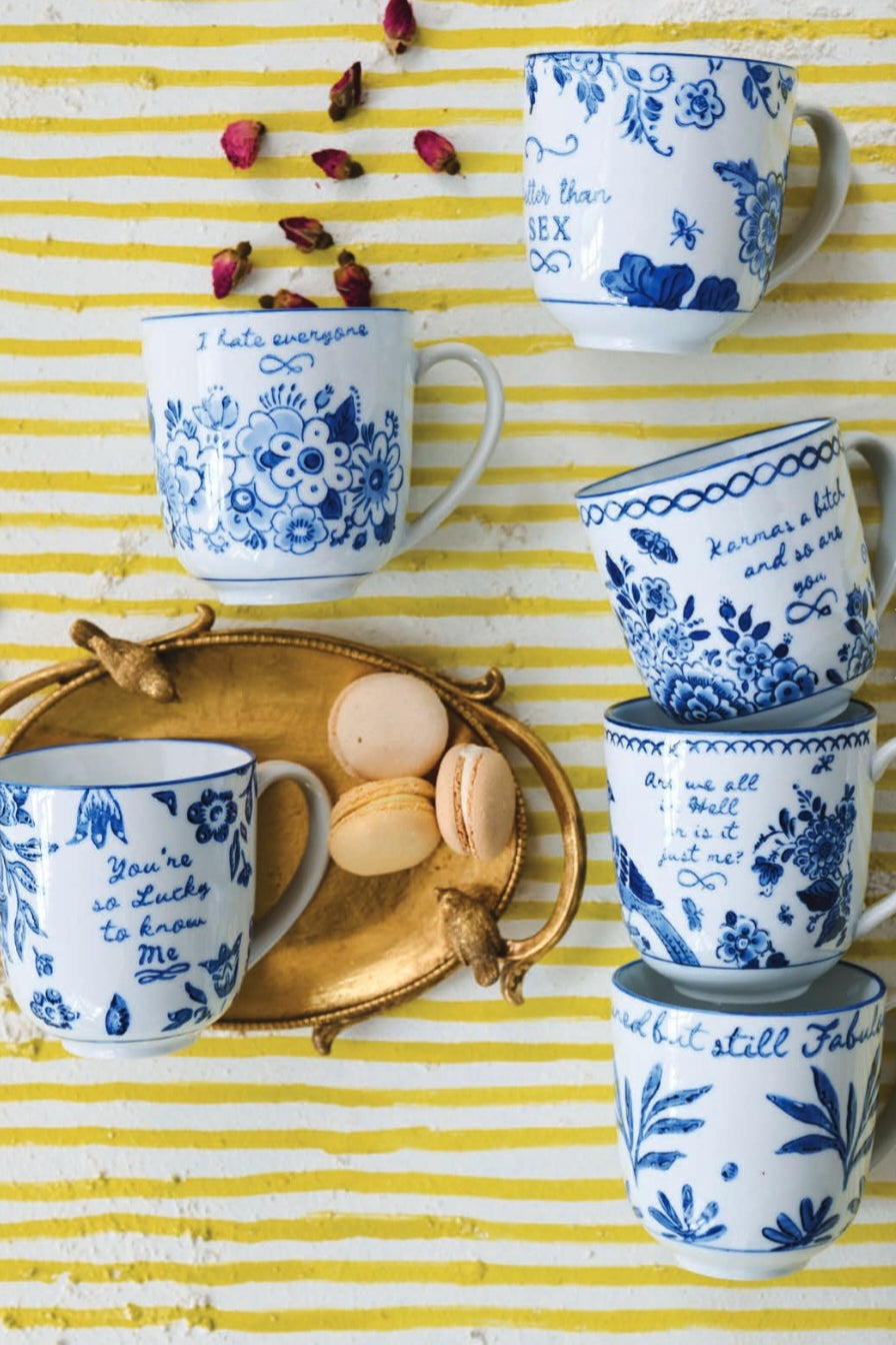 Blue and White Stoneware Mug