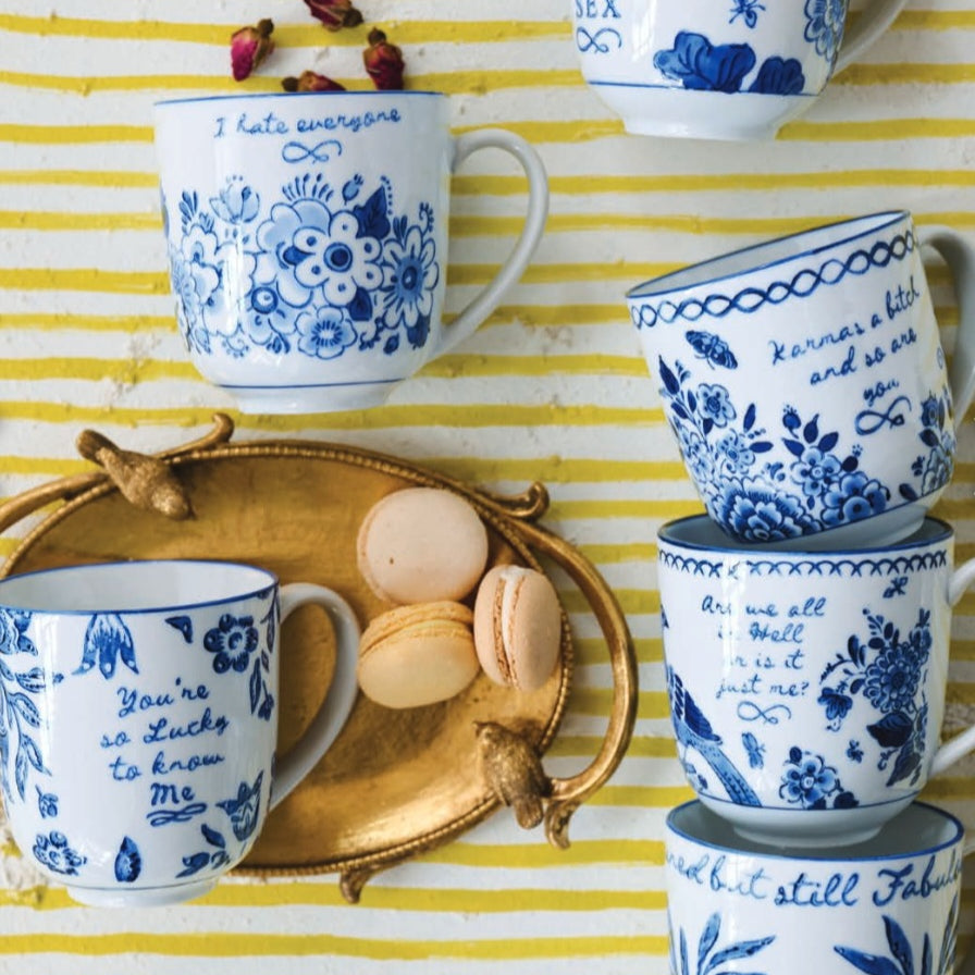 Blue and White Stoneware Mug