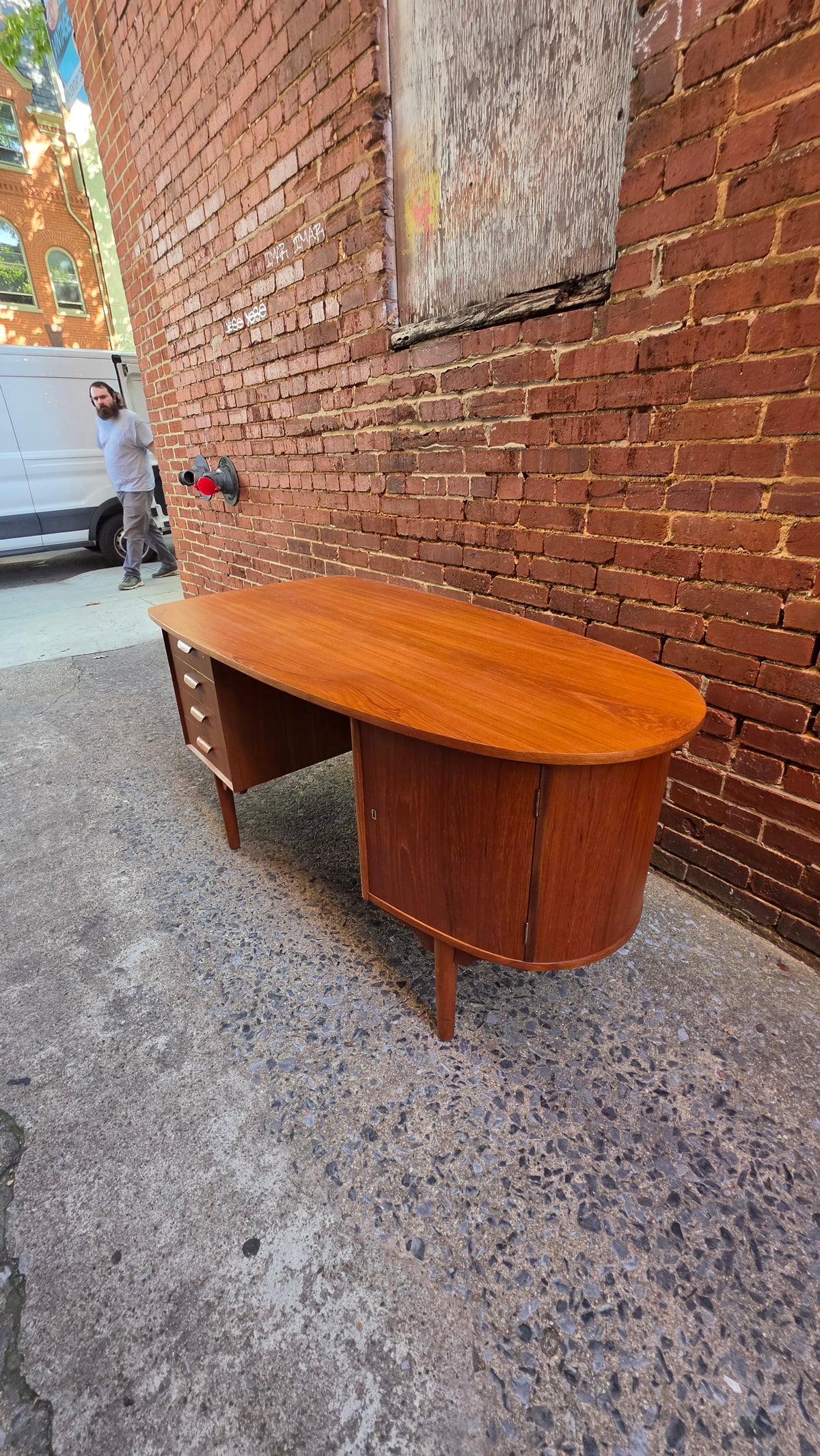 Danish Teak Desk with Curved Edge