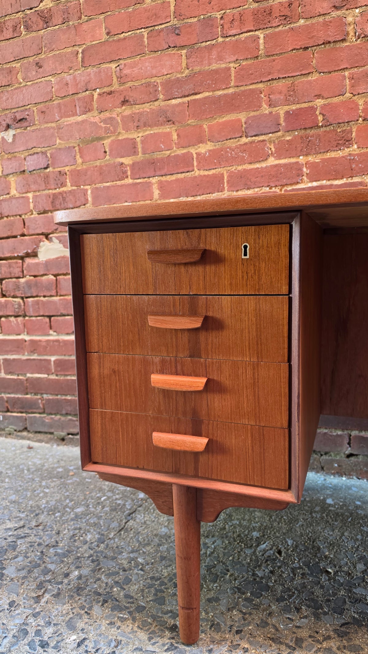 Danish Teak Desk with Curved Edge