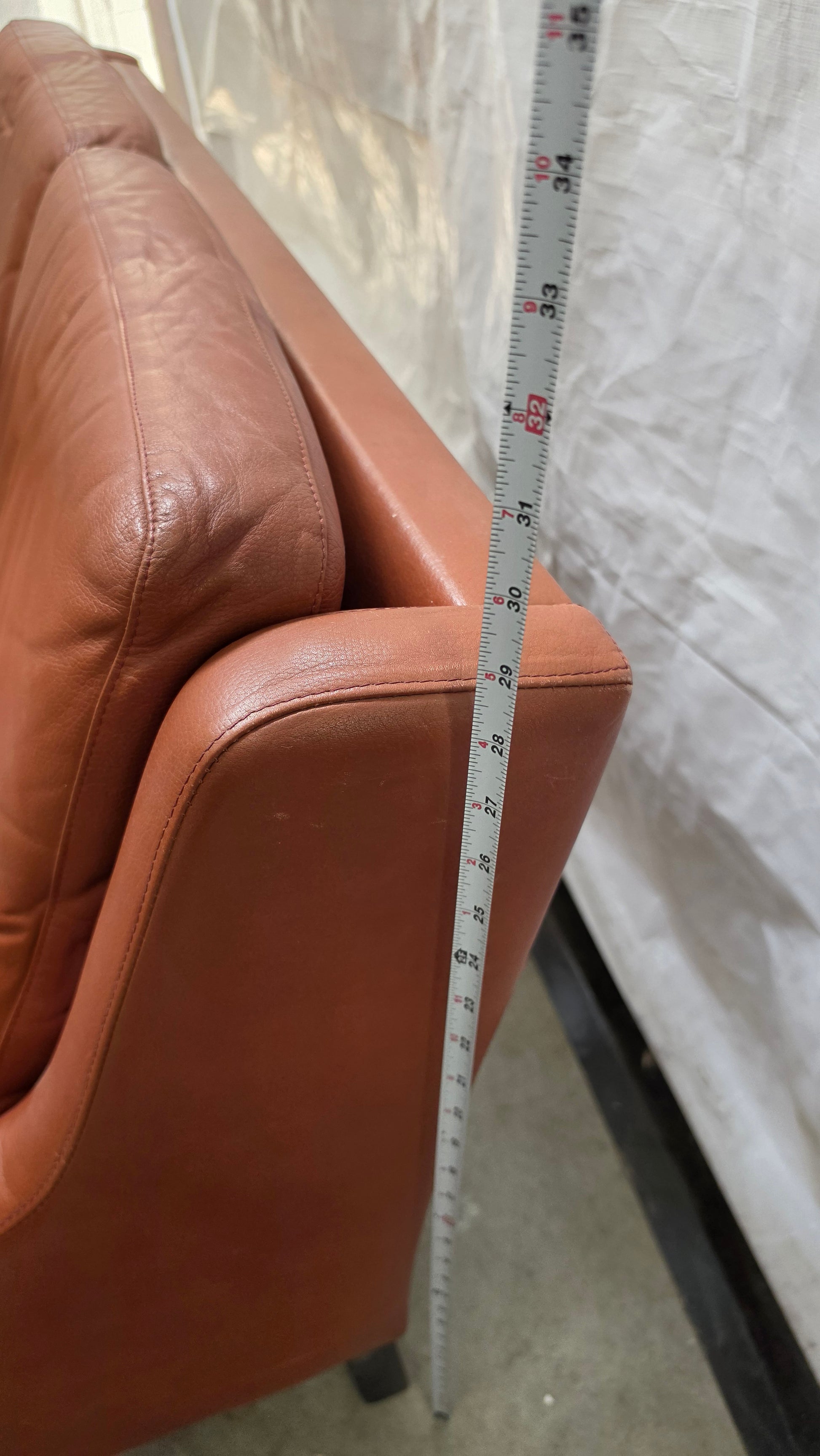 Danish Brown Leather Loveseat