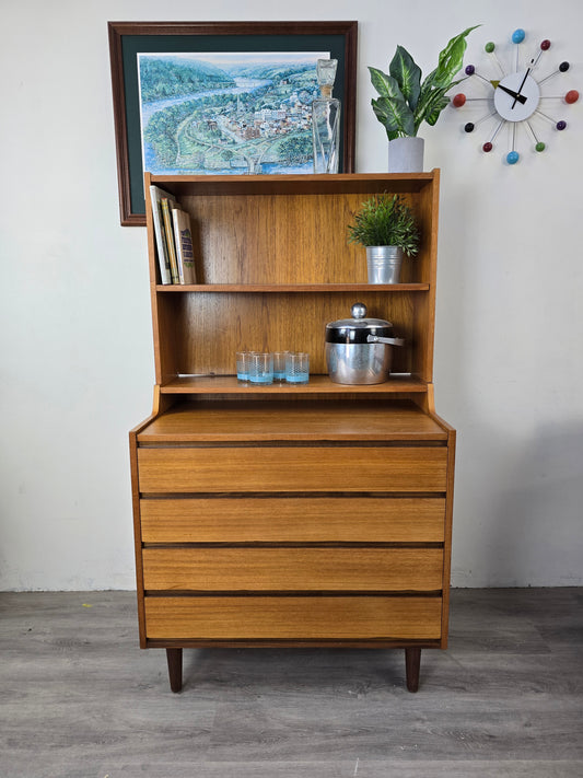 Danish Hutch Bar Cabinet Two Piece