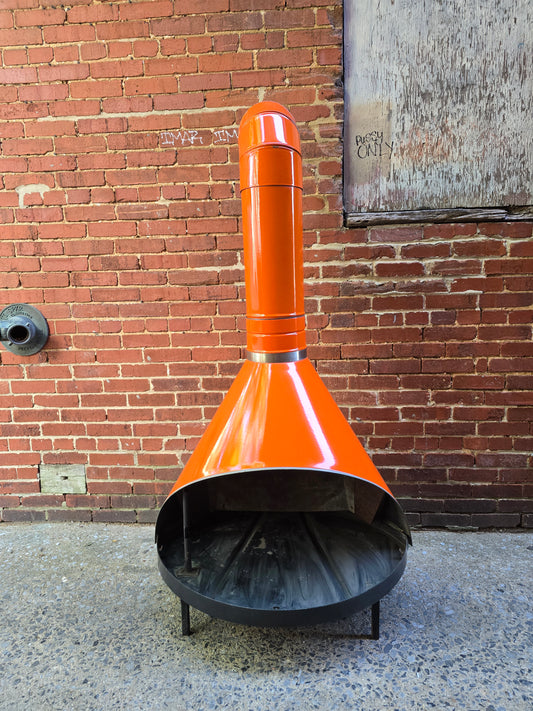 Vintage Orange Enamel Cone Fireplace