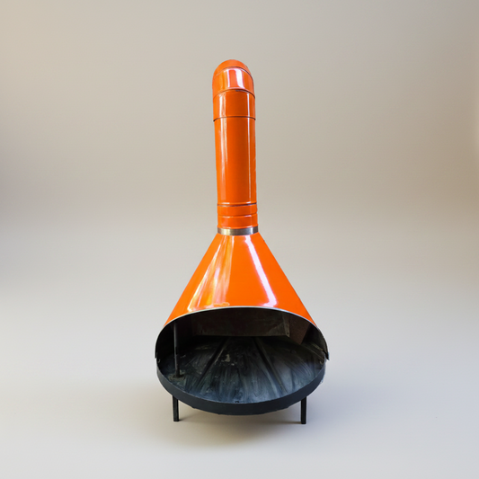 Vintage Orange Enamel Cone Fireplace