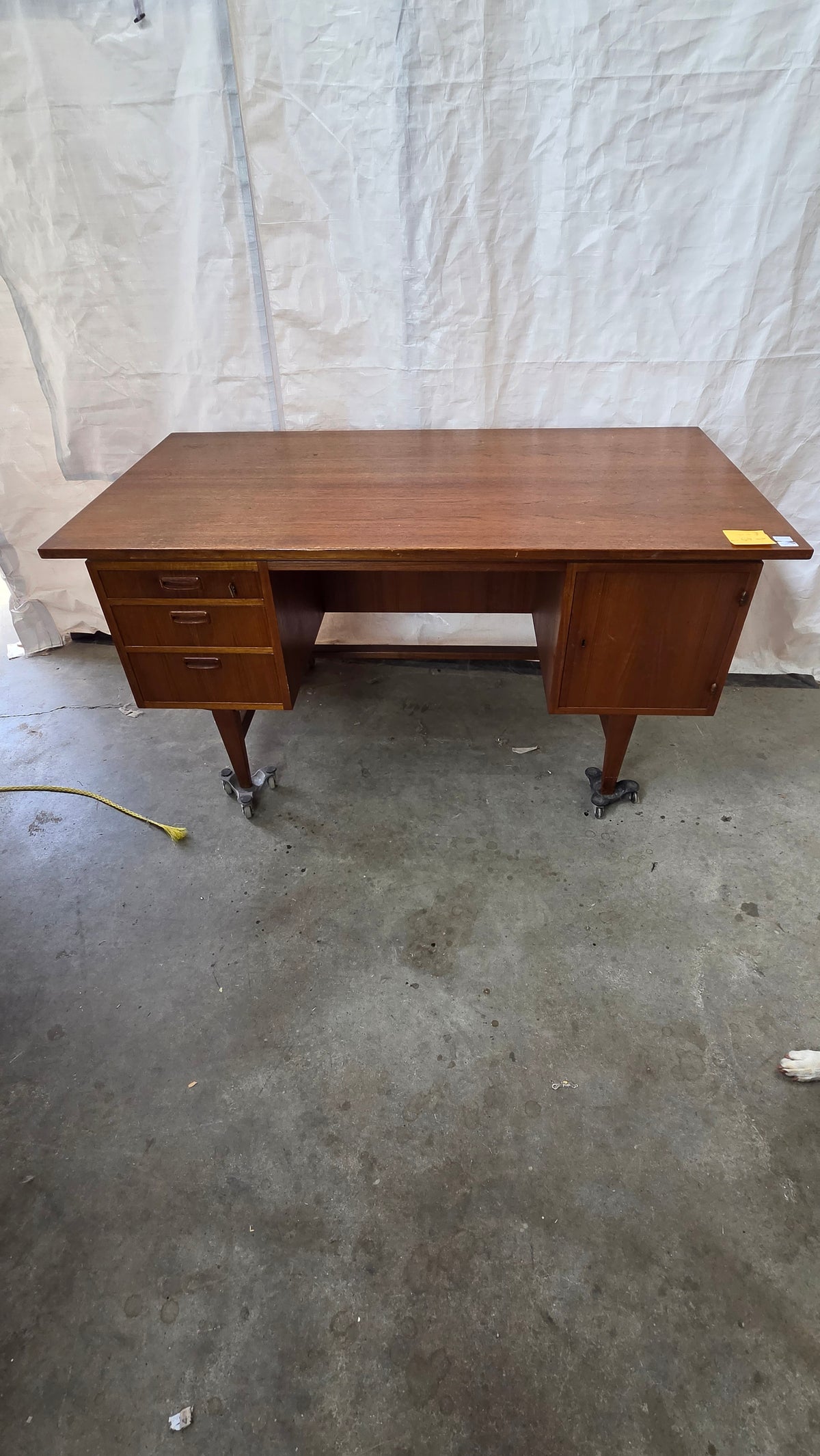 Danish Teak Desk with 3 Drawers and Cubby