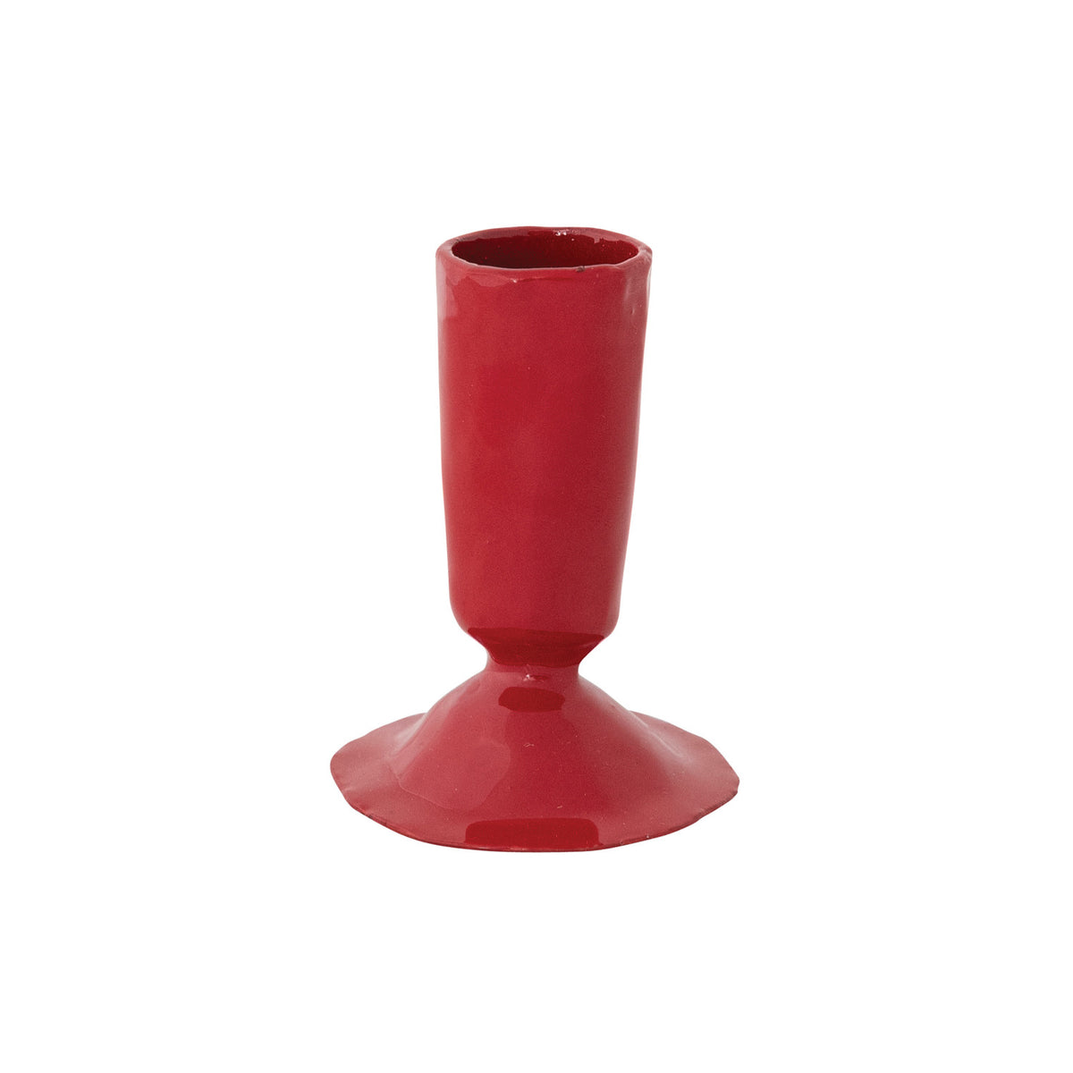 Hand-Forged Red Enameled Cast Iron Taper Holder