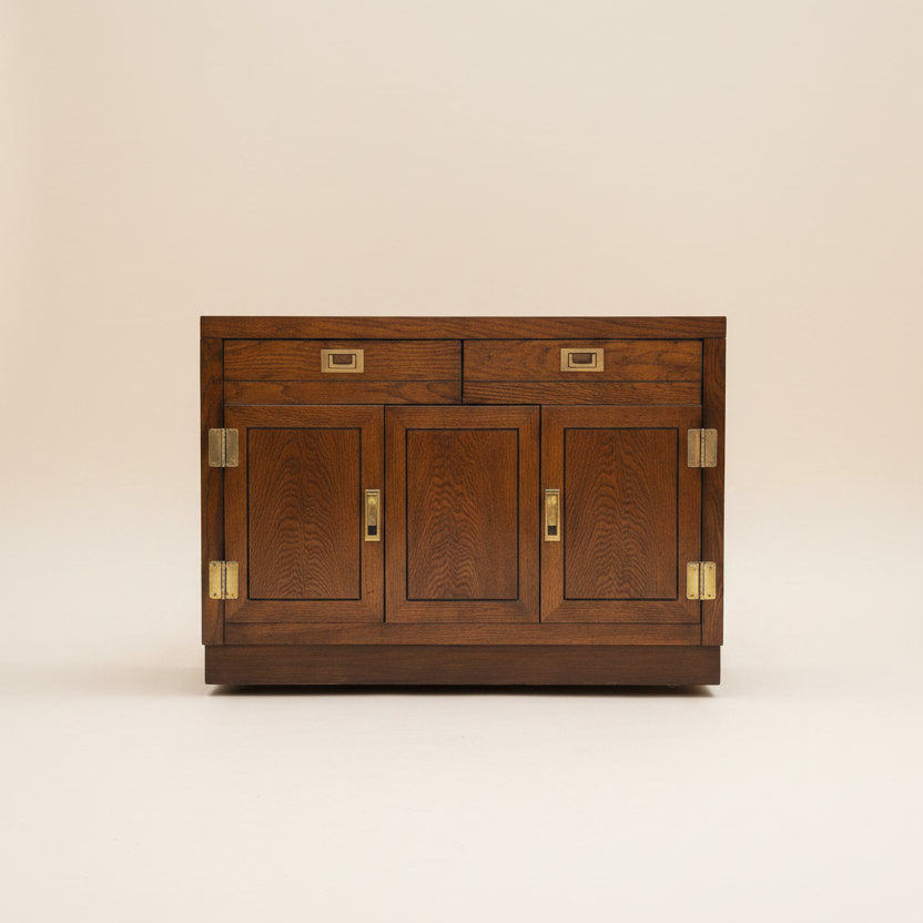 Vintage Campaign Style Rolling Bar