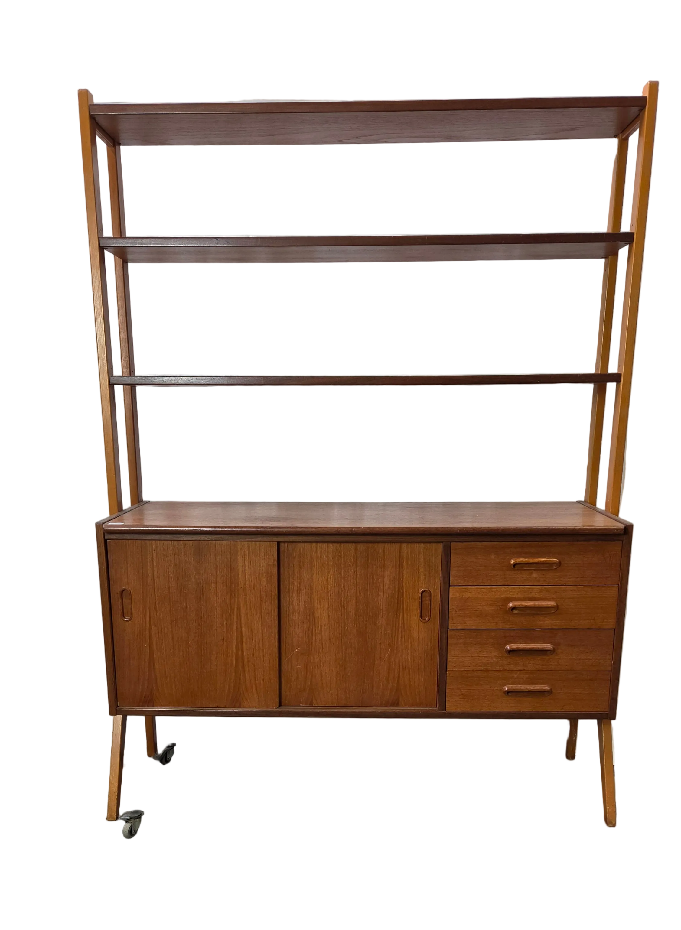 Danish Teak Room Divider with Sliding Desk
