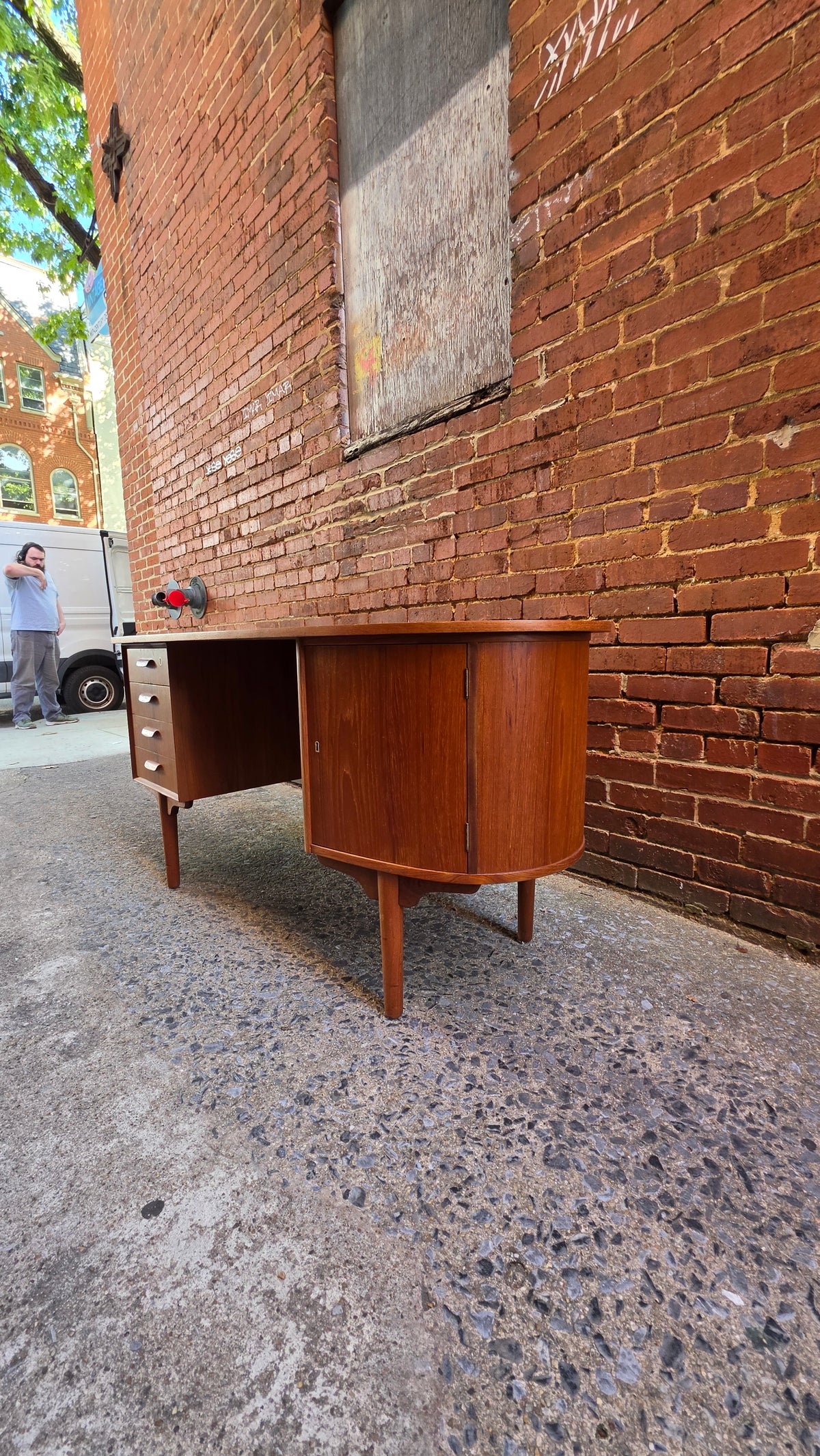 Danish Teak Desk with Curved Edge