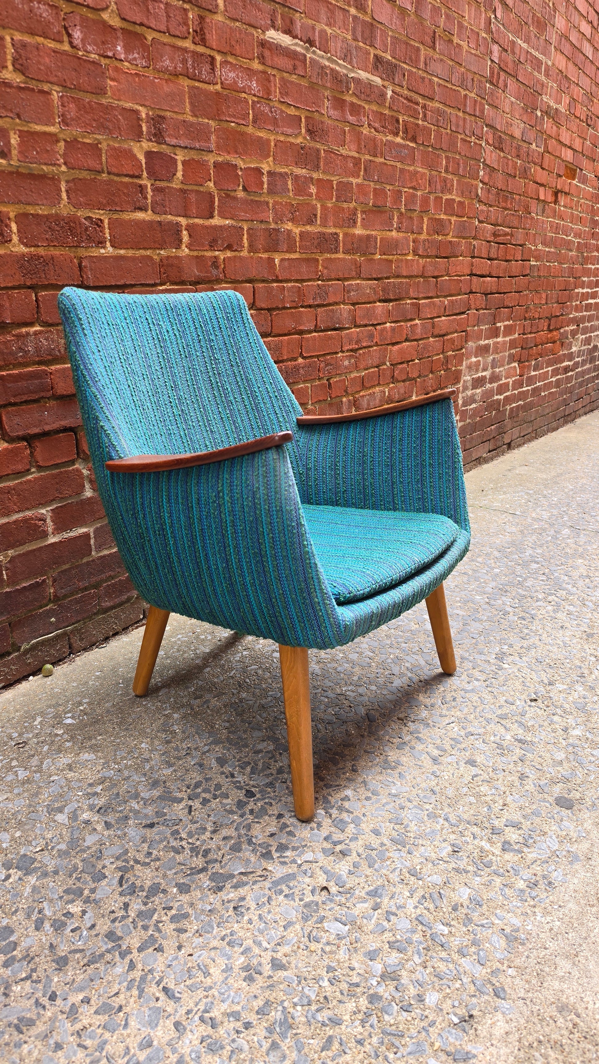 Danish Lounge Chair with Wood Arms