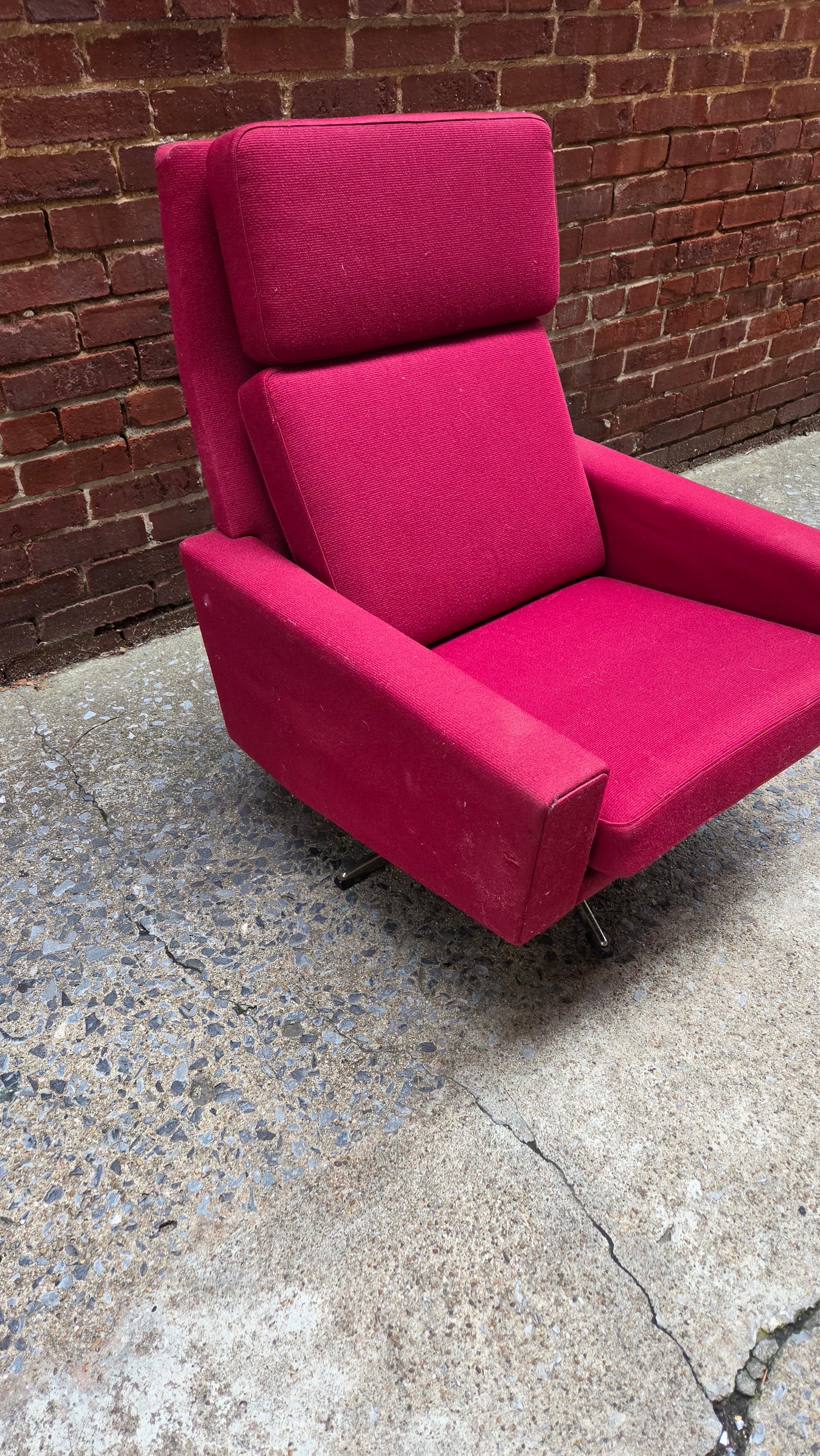 Red Danish Lounge Chair As Is