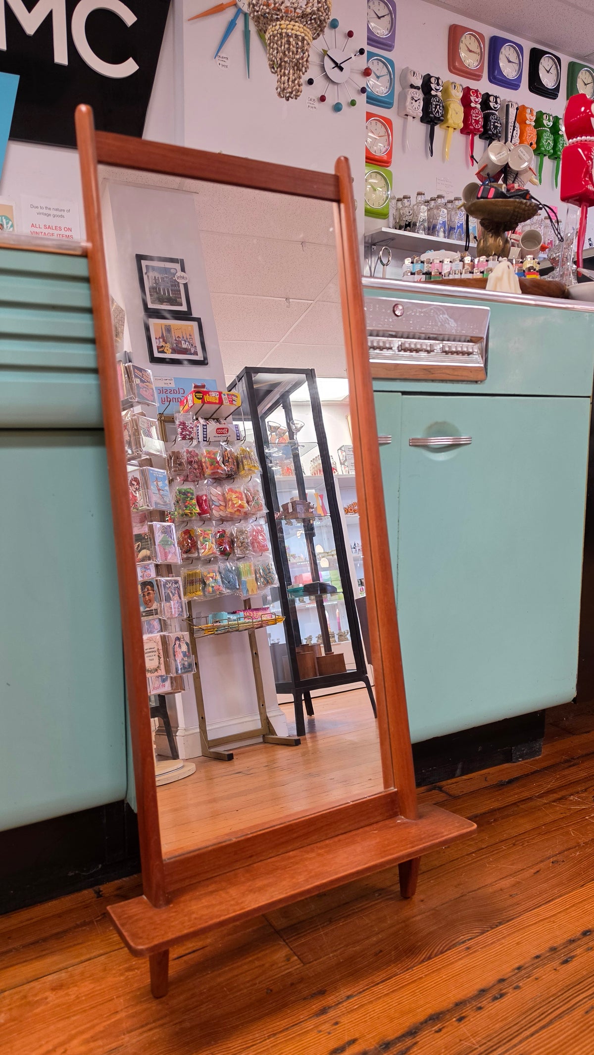 Danish Teak Wall Mirror with Shelf