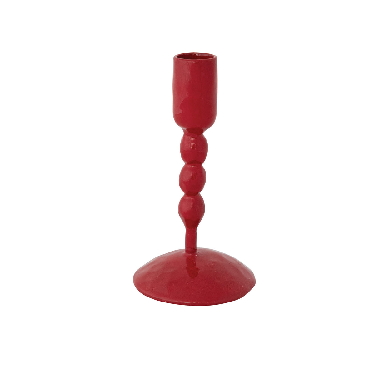 Hand-Forged Red Enameled Cast Iron Taper Holder