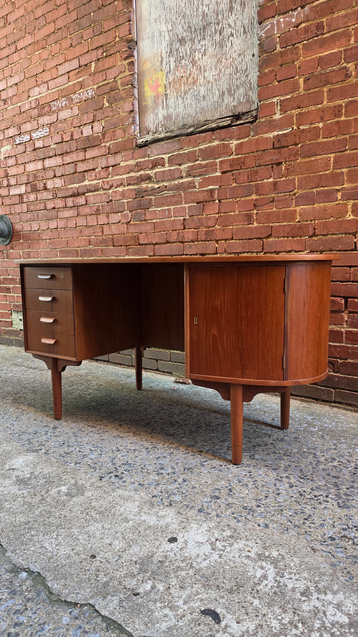 Danish Teak Desk with Curved Edge