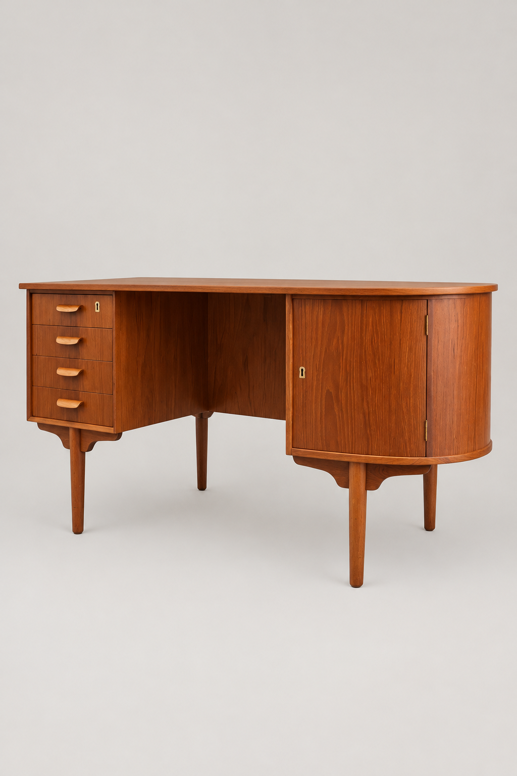Danish Teak Desk with Curved Edge