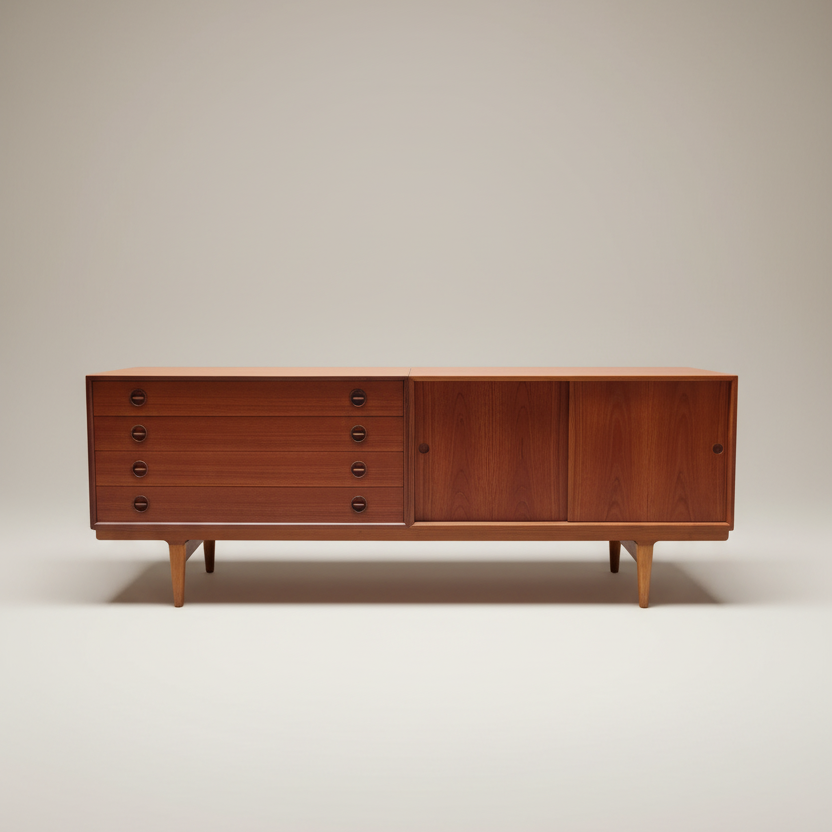 Danish Teak Credenza with Drawers