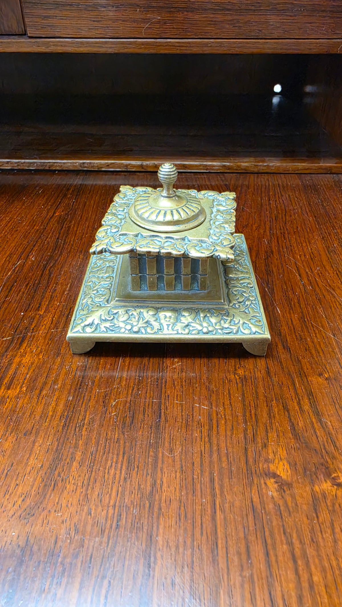 Victorian Brass Inkwell Standish