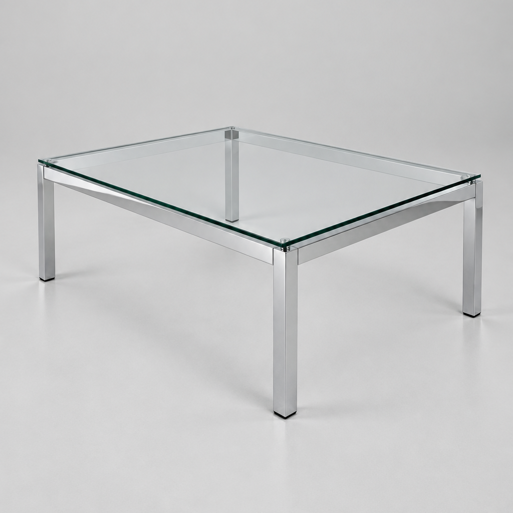 1970s Chrome and Glass Coffee Table