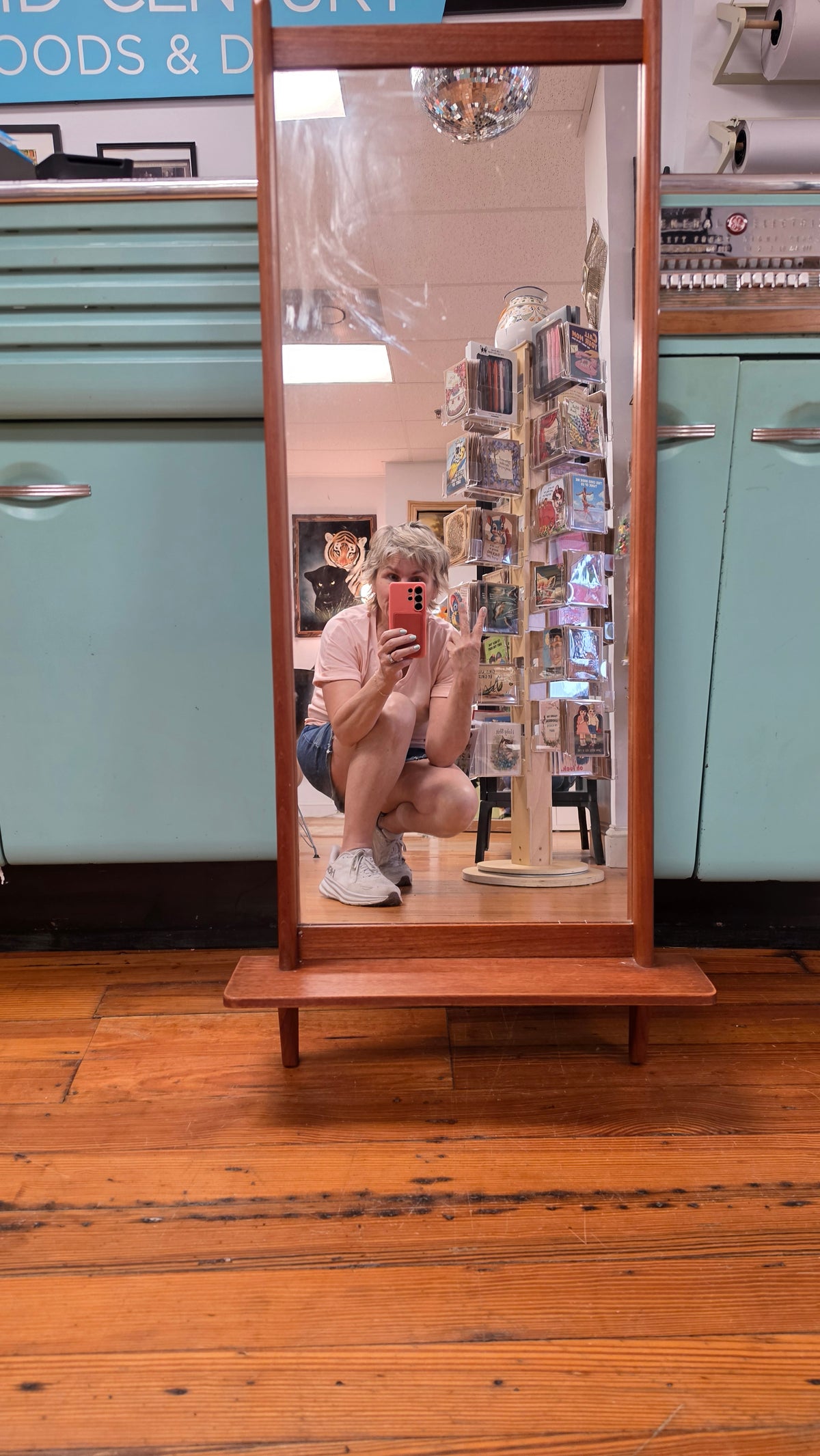 Danish Teak Wall Mirror with Shelf