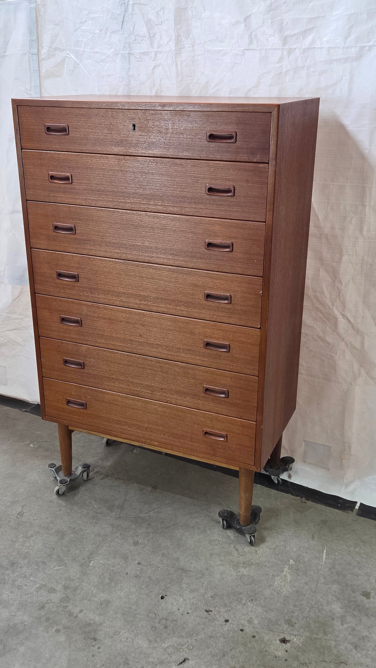 Danish Teak 7 Drawer Tall Chest