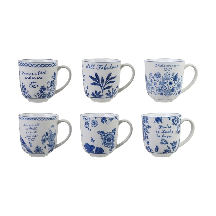 Blue and White Stoneware Mug