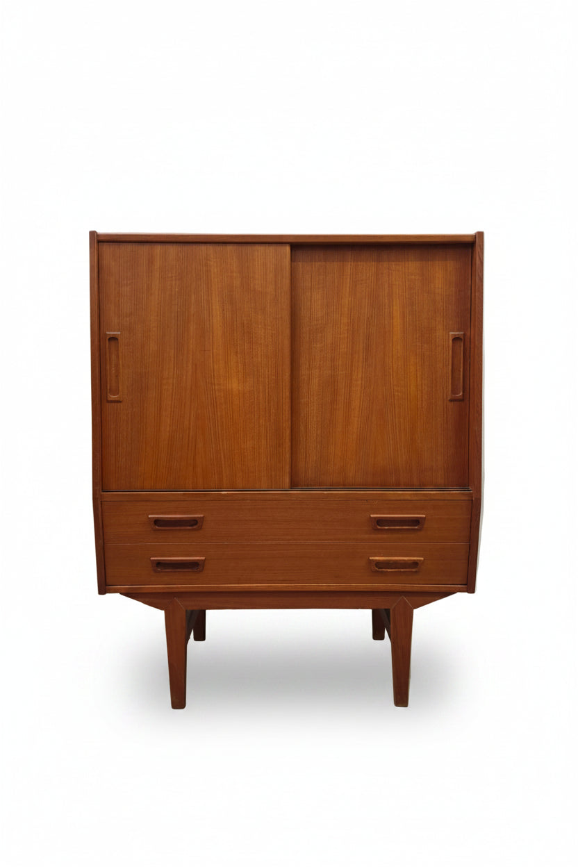 Danish Teak Slant Front Bar Cabinet
