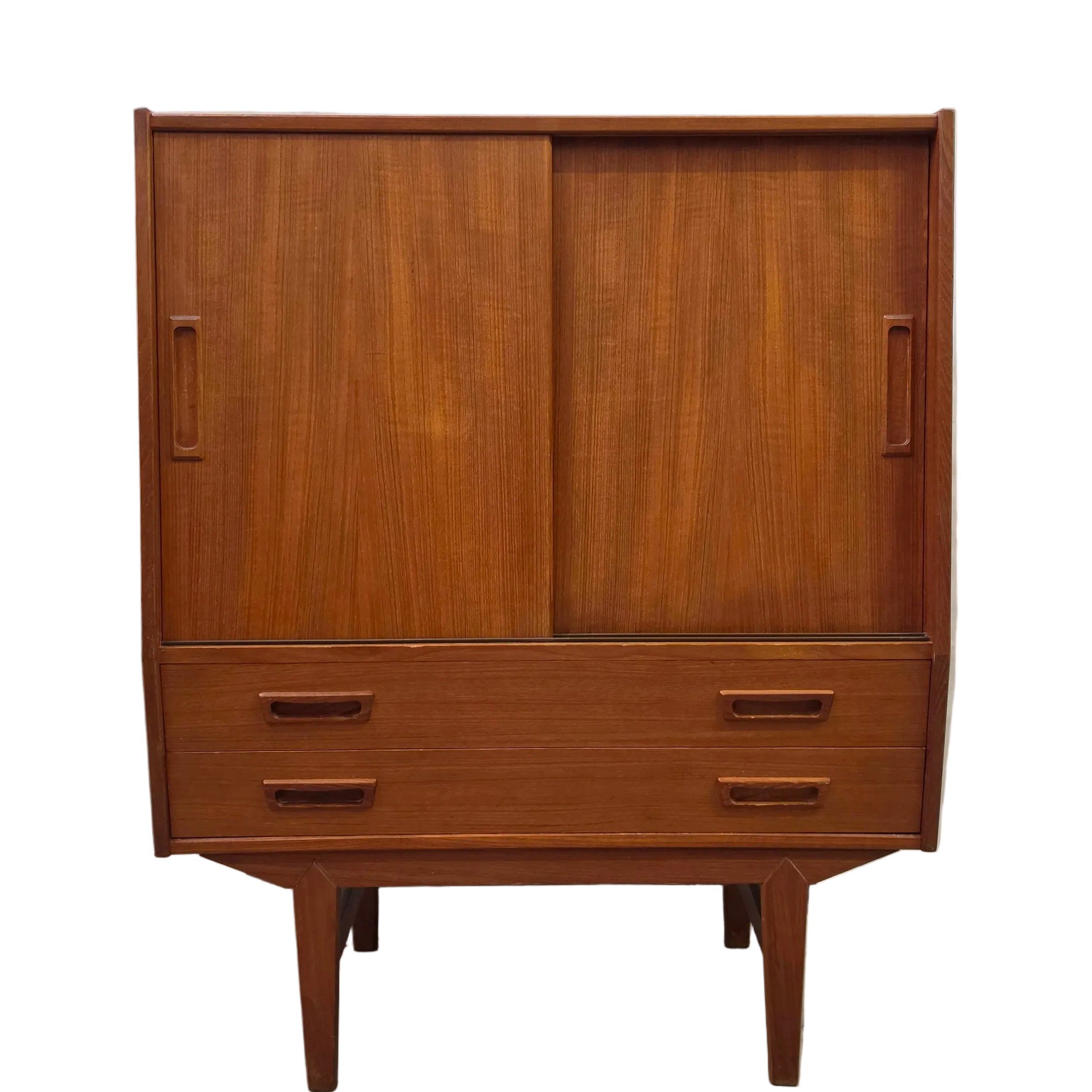 Danish Teak Slant Front Bar Cabinet